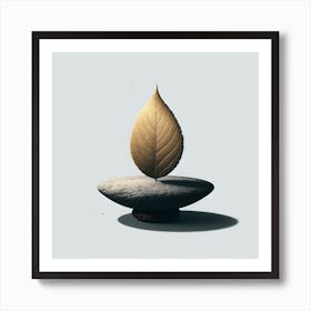 Leaf On A Rock Art Print