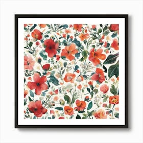 Vintage Flowers wallpaper Art Print