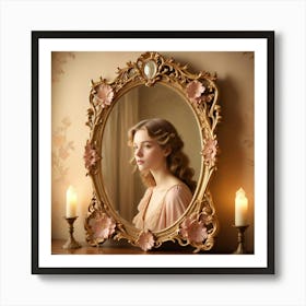 Girl In A Mirror Art Print