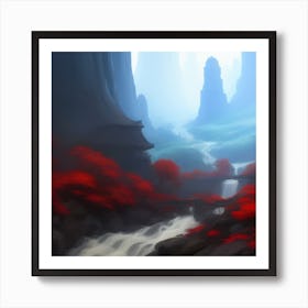 Waterfall In The Mountains 1 Art Print