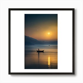 Sunset In A Boat Art Print