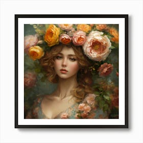 Shabby Floral Girls In The Style Of Realism (5) Art Print