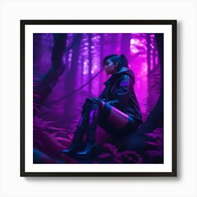 Neon Dark Forest Art Print