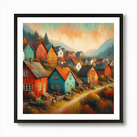 Colorful Houses In Norway Art Print