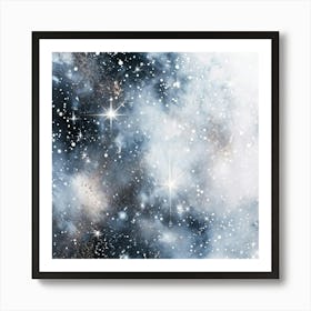 Abstract Galaxy In Watercolor Foreground Dust And Silver Sparkles Shimmering Space With A Bokeh Ef (4) Art Print