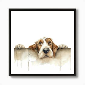 Dog Peeking Over Fence 9 Art Print