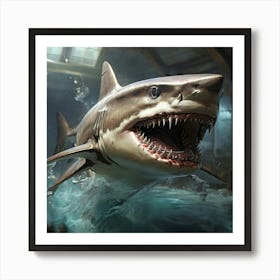 Shark In The Water Art Print