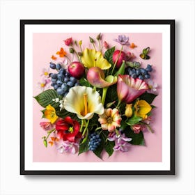 Watercolor paper flowers 14 Art Print