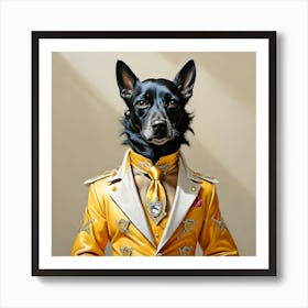 Dog In An Elvis Suit Art Print