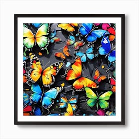 Many Colorful Butterflies 1 Art Print