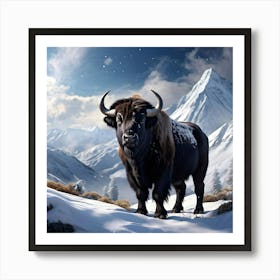 Yak In The Snow Art Print