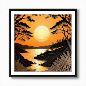 Sunset In The Woods Art Print