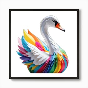 Fusion of origami Swan Art Print