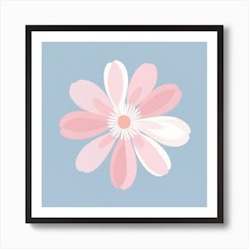 A White And Pink Flower In Minimalist Style Square Composition 13 Art Print