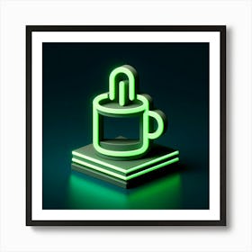 Neon Coffee Cup 1 Art Print