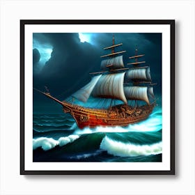 Ship In The Sea Art Print