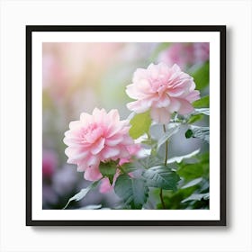 Flowers Leaves Nature Soft Freshness Pastel Botanical Plants Blooms Foliage Serene Delic (2) Art Print