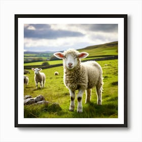 Nature Wool Farm Animal Herd Countryside Grass Sheep Mammal Green Landscape Farming Meado (6) Art Print