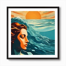 Woman In The Ocean Art Print