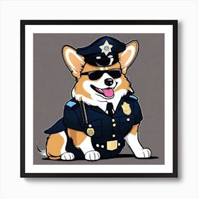 Corgi Police Officer Art Print