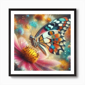 Butterfly On A Flower 1 Art Print