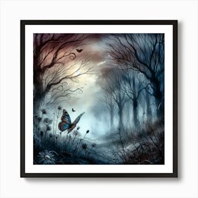 Butterfly in Dark Haunted Woods V Art Print