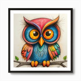 Colorful Owl 3 Art Print