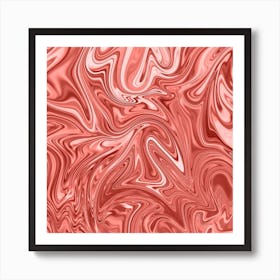 Coral Pink Liquid Marble Art Print