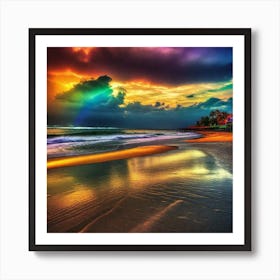 Rainbow On The Beach 1 Art Print