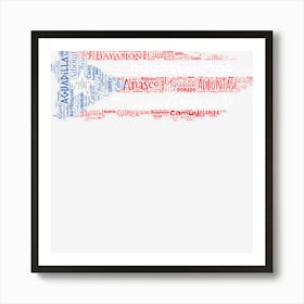 Puerto Rican Flag With Towns And Cities Of Puerto Rico Art Print