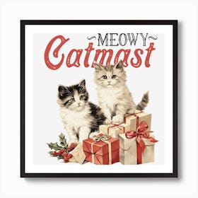 Meowy Catmass Art Print