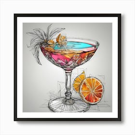 Cocktail Drawing 2 Art Print