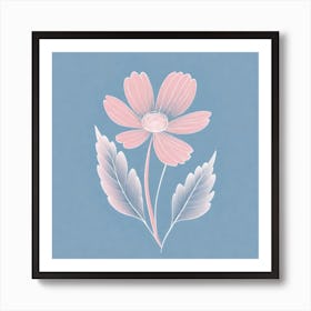 A White And Pink Flower In Minimalist Style Square Composition 377 Art Print