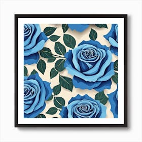 Blue Roses Seamless Pattern 2 Art Print