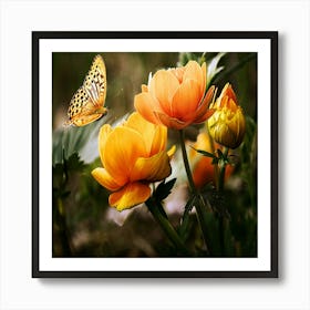 Butterfly On A Flower Art Print