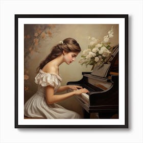 Girl Playing The Piano Art Print