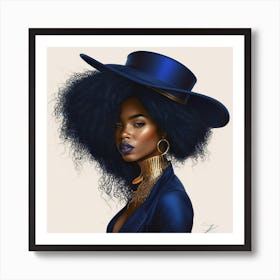 Blue Afro 2 Art Print