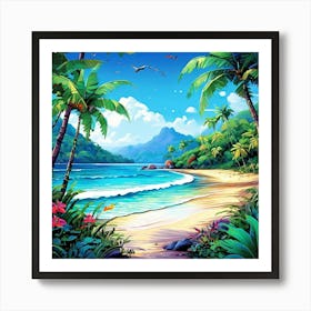 Serene Beaches With Gentle Wave Art Print