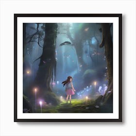 Girl In The Forest Art Print