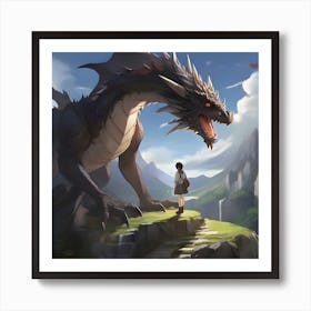 Dragon And Girl 1 Art Print