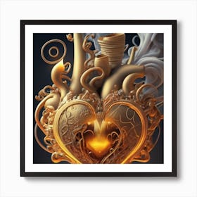 A Golden Heart Made Of Candle Smoke 8 Art Print
