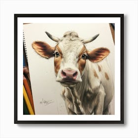 Cow Drawing Art Print