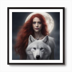 Wolf And Woman 1 Art Print