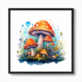 Watercolor Mushroom Painting 1 Art Print