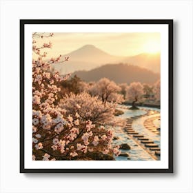 Sakura Blossoms At Sunrise Art Print