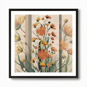 Orange Flowers Canvas Print Art Print