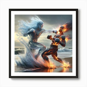 Water vs fire boxing 1 Art Print