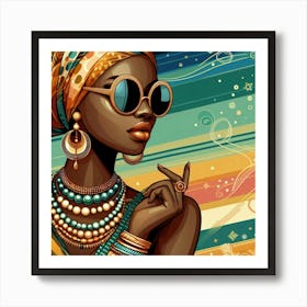 African Woman In Sunglasses 16 Art Print