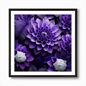 Purple Dahlias Art Print