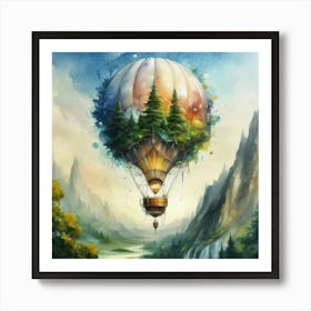 watercolor of a off white hot air balloon 5 Art Print